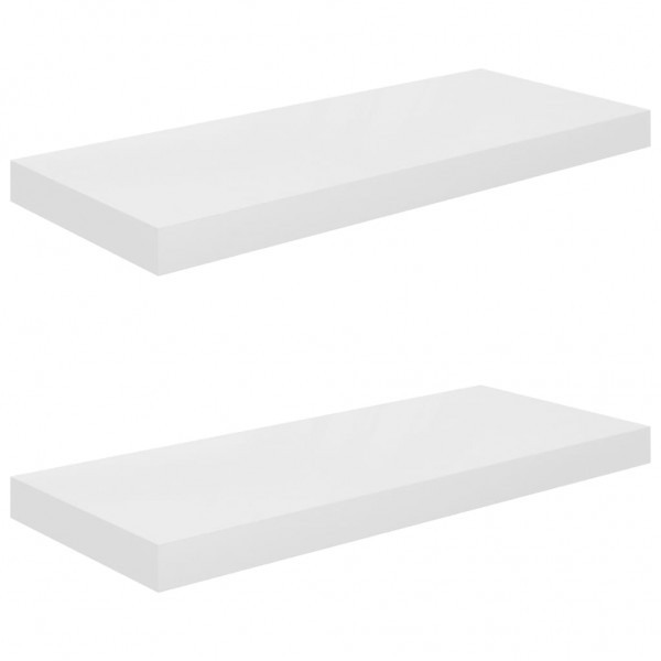 Prateleiras de parede suspensas 2 pcs 60x23.5x3.8cm MDF branco M 2