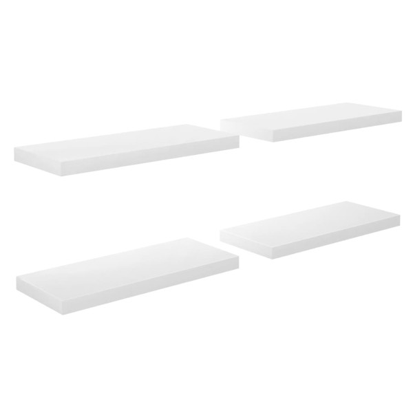 Prateleiras de parede suspensas 4 pcs 60x23.5x3.8cm MDF branco M 2
