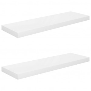 Prateleiras de parede suspensas 2 pcs 80x23.5x3.8cm MDF branco H