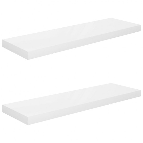 Prateleiras de parede suspensas 2 pcs 80x23.5x3.8cm MDF branco M 2