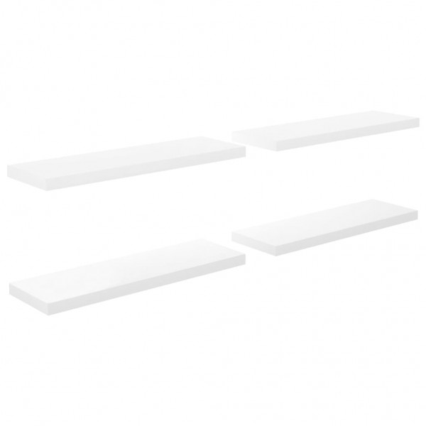 Prateleiras de parede suspensas 4 pcs 80x23.5x3.8cm MDF branco M 2