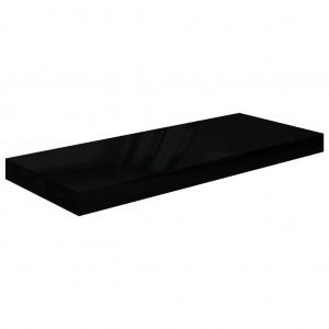 Estante flotante de pared MDF negro brillante 60x23.5x3.8 cm H