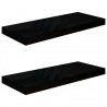 Prateleiras de parede suspensas 2 pcs 60x23.5x3.8 cm MDF preto 2