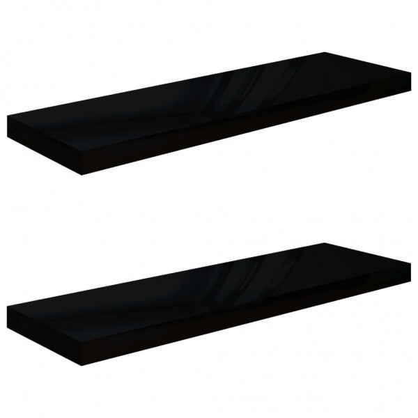 Prateleiras de parede suspensas 2 pcs 80x23.5x3.8cm MDF preto M 2