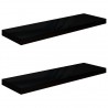 Estante flotante de pared 2 uds MDF negro brillo 80x23.5x3.8 cm 2
