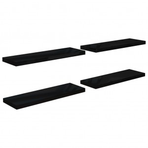 Prateleiras de parede suspensas 4 pcs 80x23.5x3.8cm MDF preto H