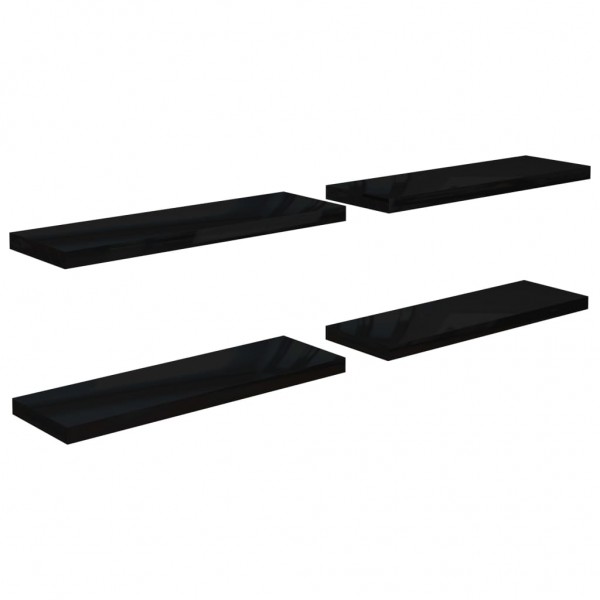 Prateleiras de parede suspensas 4 pcs 80x23.5x3.8cm MDF preto M 2