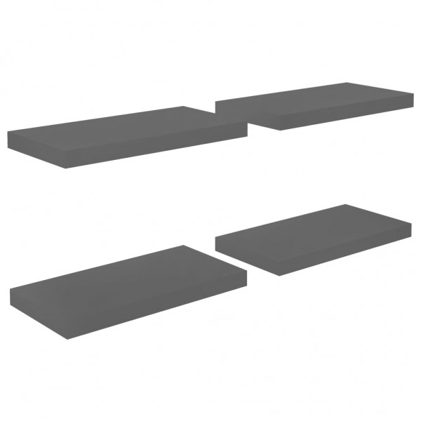 Estantes flotantes de pared 4 uds MDF negro brillo 50x23x3.8 cm M 2