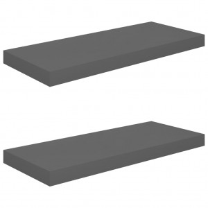 Estantes flotantes de pared 2 uds MDF gris brillo 60x23.5x3.8cm H