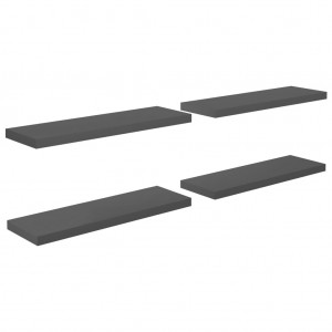 Estante flotante de pared 4 uds MDF gris brillo 80x23.5x3.8 cm H