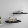 Prateleiras de parede suspensas 2 pcs 40x23x3.8cm MDF preto 1