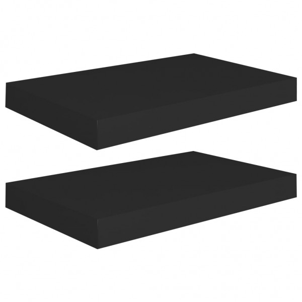 Prateleiras de parede suspensas 2 pcs 40x23x3.8cm MDF preto M 2