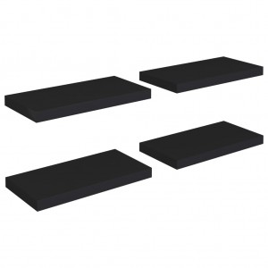 Prateleiras de parede suspensas 4 pcs 50x23x3.8cm MDF preto H