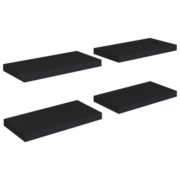 Prateleiras de parede suspensas 4 pcs 50x23x3.8cm MDF preto M 2