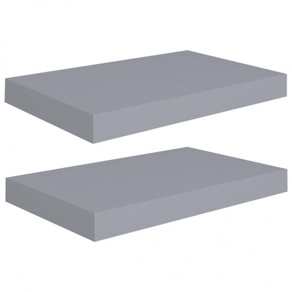 Estantes flotantes de pared 2 uds MDF gris 40x23x3.8 cm M 2