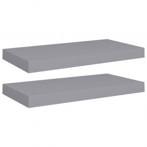 Prateleiras de parede suspensas 2 pcs 50x23x3.8cm MDF cinzento H