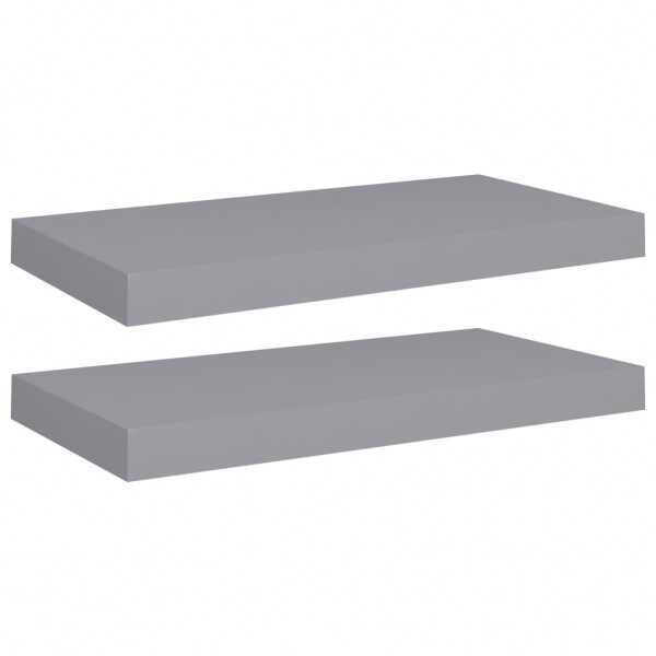 Prateleiras de parede suspensas 2 pcs 50x23x3.8cm MDF cinzento M 2