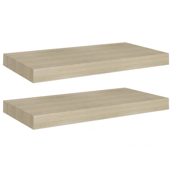 Prateleiras de parede suspensas 2 pcs 50x23x3.8cm MDF carvalho M 2
