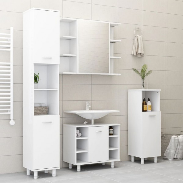 Armario de baño madera contrachapada blanco 30x30x179 cm M 4