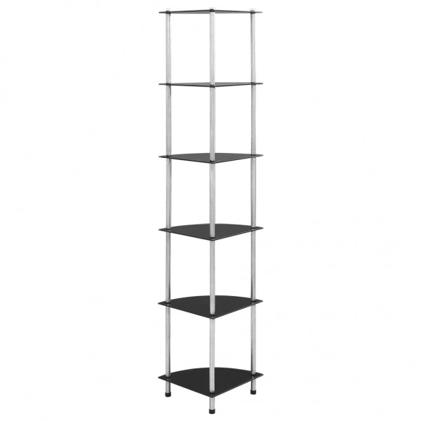 Estantería 6 niveles vidrio templado negro 30x30x160 cm M 4