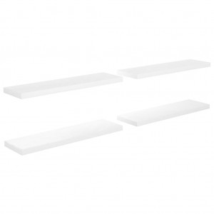 Estante flotante de pared 4 uds MDF blanco brillo 90x23.5x3.8cm H