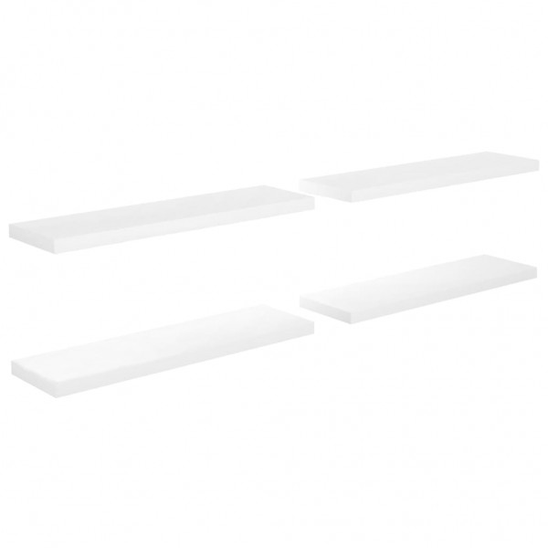 Estante flotante de pared 4 uds MDF blanco brillo 90x23.5x3.8cm M 2