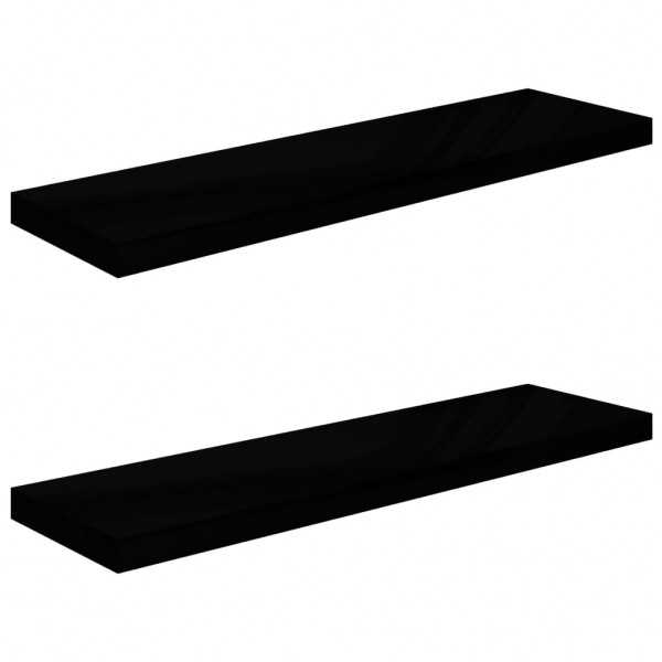 Prateleiras de parede suspensas 2 pcs 90x23.5x3.8cm MDF preto M 2
