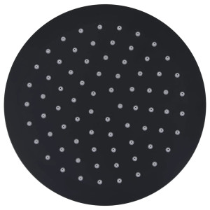 Cabezal de ducha efecto lluvia acero inox redondo negro 20 cm H