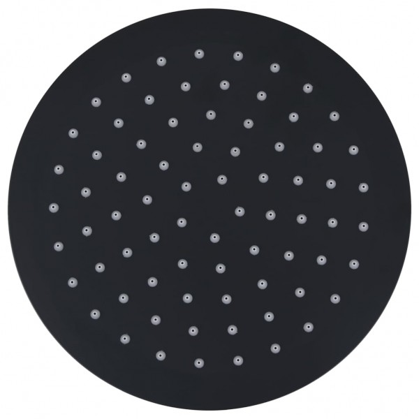 Cabezal de ducha efecto lluvia acero inox redondo negro 20 cm M 4