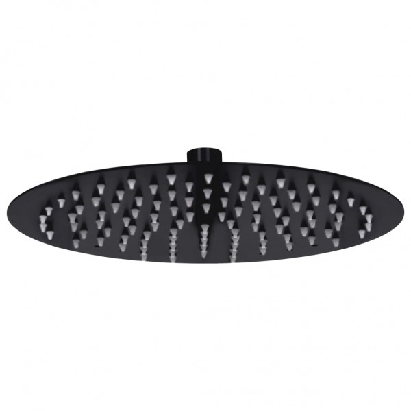 Cabezal de ducha efecto lluvia acero inox redondo negro 25 cm D