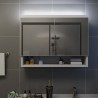 Armario de espejo de baño con LED MDF blanco 80x15x60 cm 3