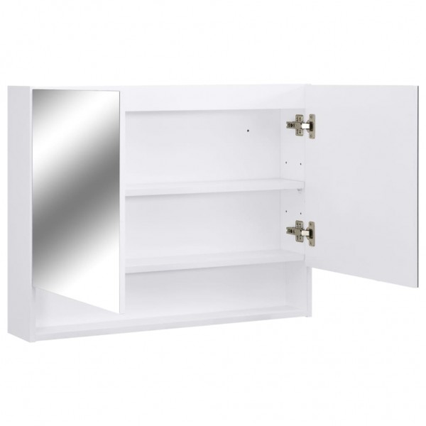 Armario de espejo de baño con LED MDF blanco 80x15x60 cm M 5
