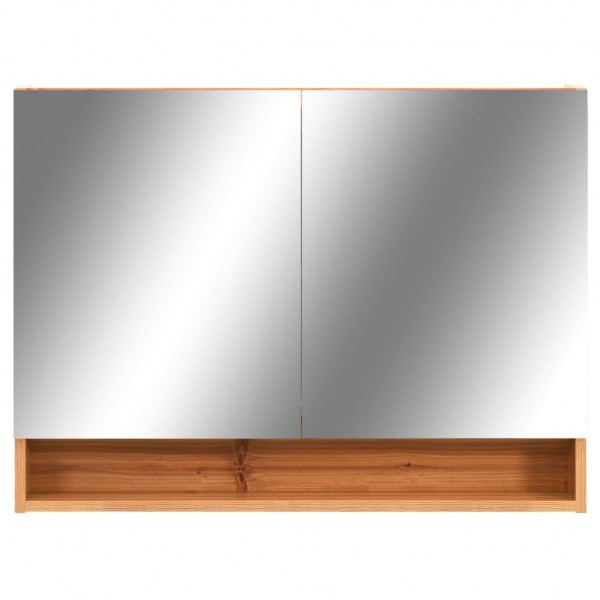 Mueble de baño con espejo LED MDF roble 80x15x60 cm M 4