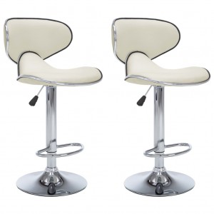 Bancos de bar 2 pcs couro artificial cor creme H
