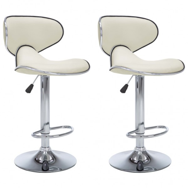 Bancos de bar 2 pcs couro artificial cor creme M 2