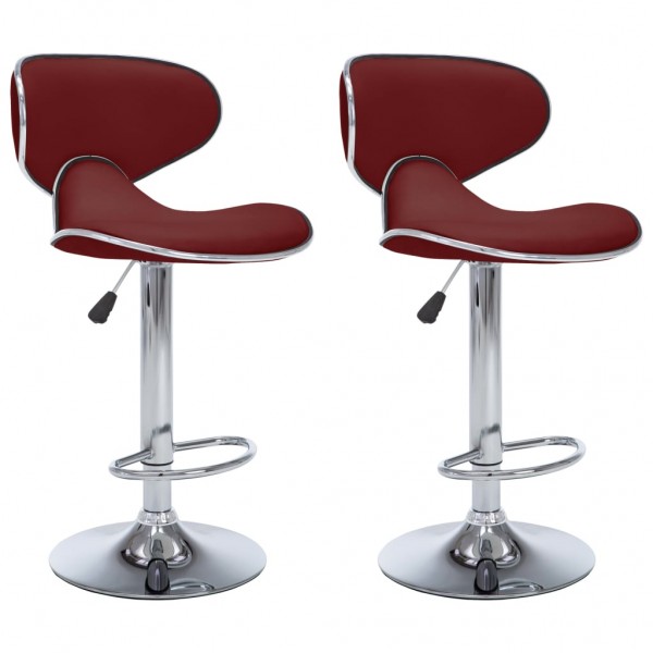 323649  Bar Stools 2 pcs Wine Red Faux Leather M 2