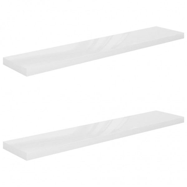 Prateleiras de parede suspensas 2 pcs 120x23.5x3.8cm MDF branco M 2