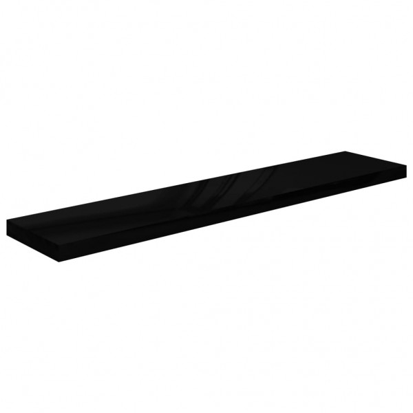Estante flotante de pared MDF negro brillante 120x23.5x3.8 cm M 2