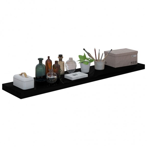 Estante flotante de pared MDF negro brillante 120x23.5x3.8 cm M 3