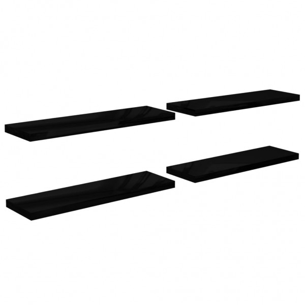 Estantes flotantes pared 4 uds negro brillo MDF 120x23.5x3.8 cm M 2