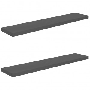 Estante flotante de pared 2 uds MDF gris brillo 120x23.5x3.8 cm H