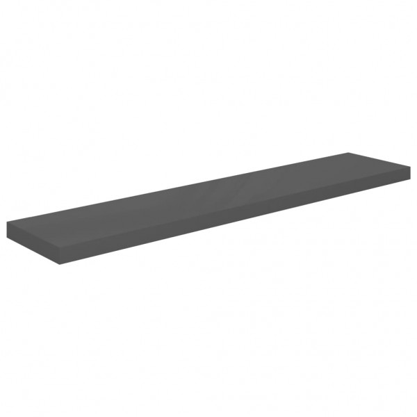 Estante flotante de pared 2 uds MDF gris brillo 120x23.5x3.8 cm M 4