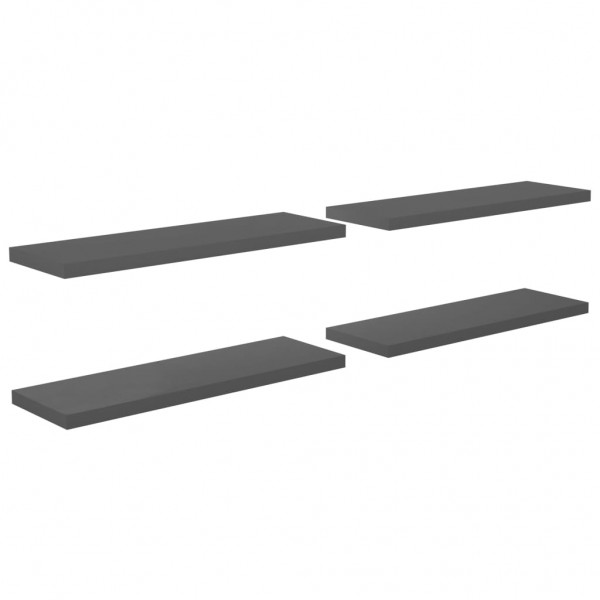 Estante flotante de pared 4 uds MDF gris brillo 120x23.5x3.8 cm M 2