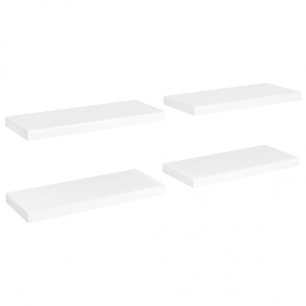 Prateleiras de parede suspensas 4 pcs 60x23.5x3.8cm MDF branco M 2