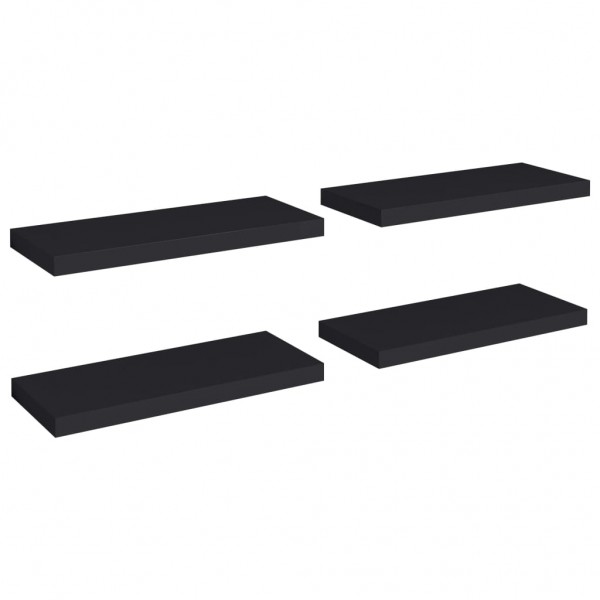 Prateleiras de parede suspensas 4 pcs 60x23.5x3.8 cm MDF preto M 2
