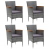 Sillas de comedor para jardín 4 unidades ratán sintético gris 1