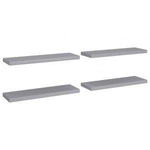 Prateleiras parede suspensas 4 pcs 80x23.5x3.8cm MDF cinzento H