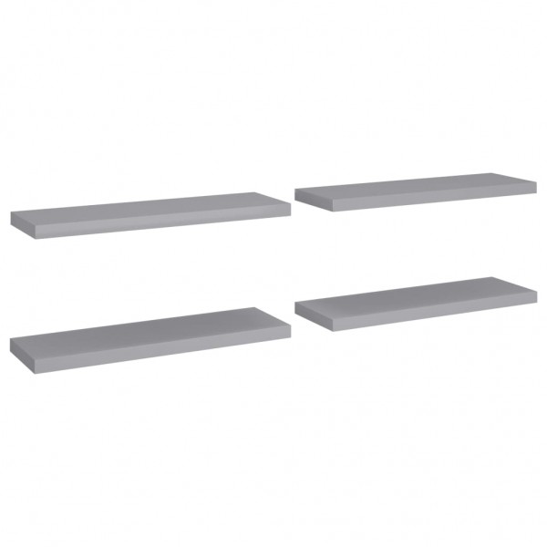 Prateleiras parede suspensas 4 pcs 80x23.5x3.8cm MDF cinzento M 2