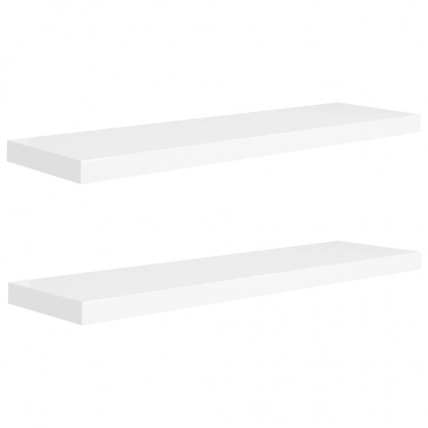 Prateleiras parede suspensas 2 pcs 90x23.5x3.8cm MDF branco M 2