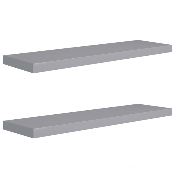 Estantes flotantes de pared 2 uds MDF gris 90x23.5x3.8 cm M 2